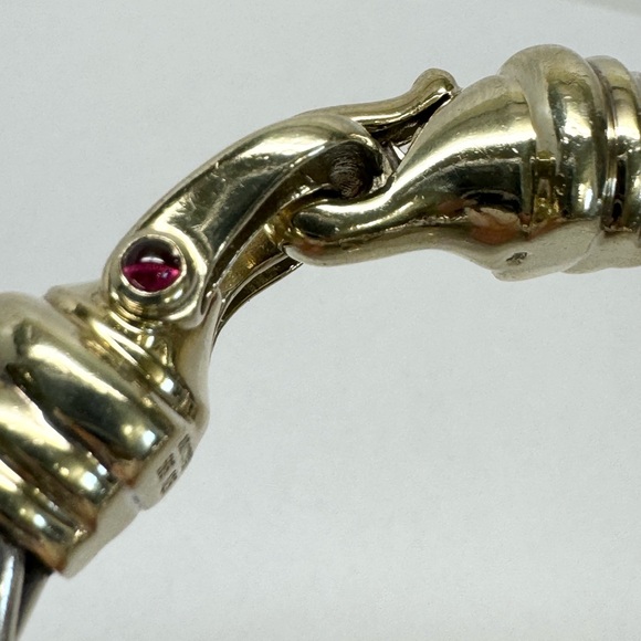 David Yurman 10mm Gold Buckle Sterling Silver Bracelet - Picture 7 of 11